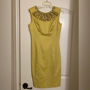 Adrianna Papell yellow knee high dress